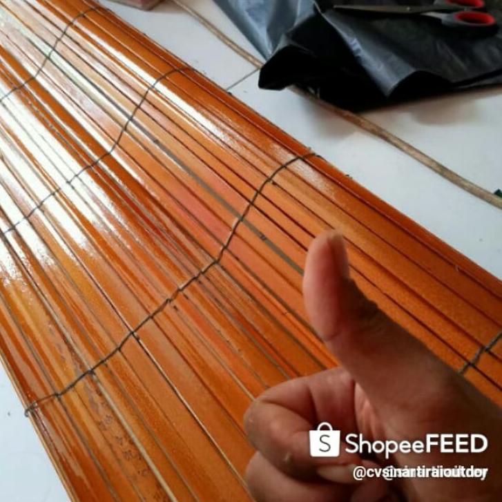 Best Seller tirai bambu/krey sawit gulung full vliture warna jati+talipenggulung promo pecah telor..