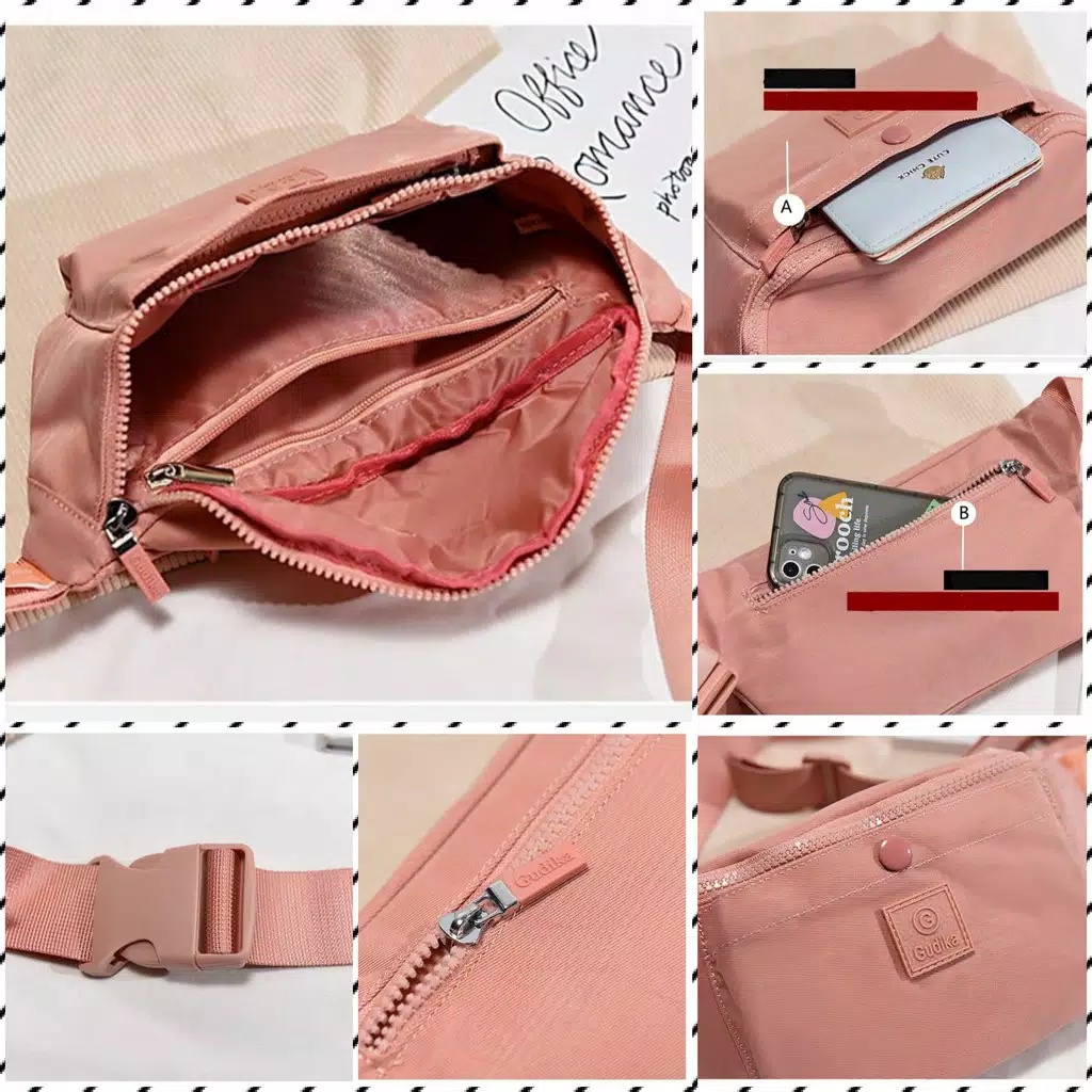 GUDIKA 5181 - Tas Waistbag Wanita Kekinian Import Original Terbaru Bahan Nilon Waterproof Anti Air Sling Bag Premium Korea bisa muat banyak barang banyak slot kocek terlaris - tas wanita - tas cewek - tas kerja - tas pinggang - gudika bag - tas gudika