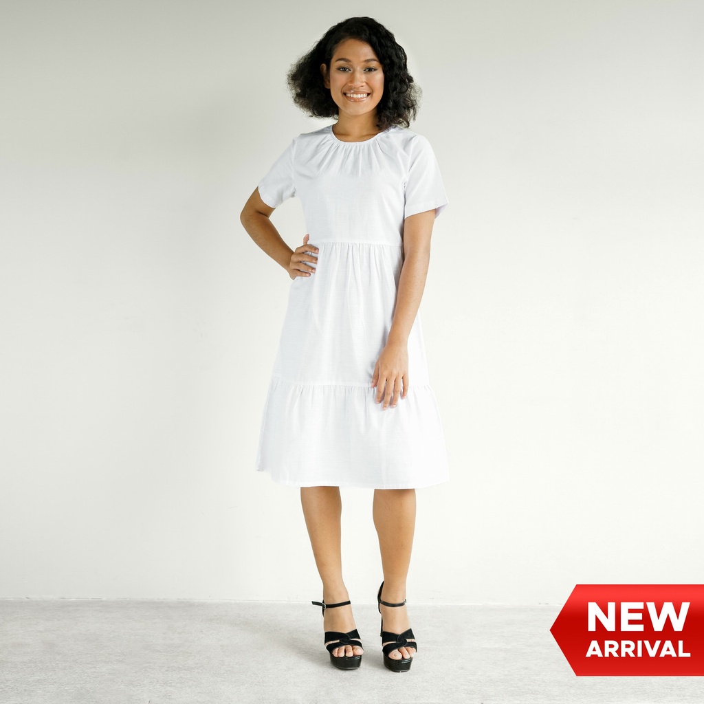 Cressida Kaos Kerah Kain Polos White - LYDAS.HB745P