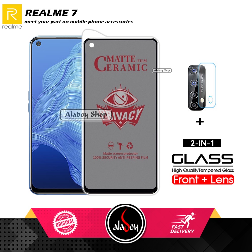 PAKET 2IN1 Anti Gores Privacy Realme 7 + Tempered Glass Kamera