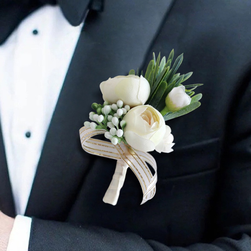 Pria Boutonniere Lubang Kancing Mawar Bros Pengantin Wedding Wrist Korsase Gelang Pengantin Pria