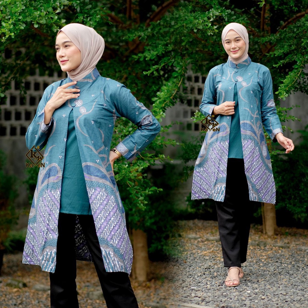 Tunik Batik Couple Modern M L XL XXL Atasan Batik Kerja Kantor Wanita Kemeja Batik Pria Seragam Batik Modern