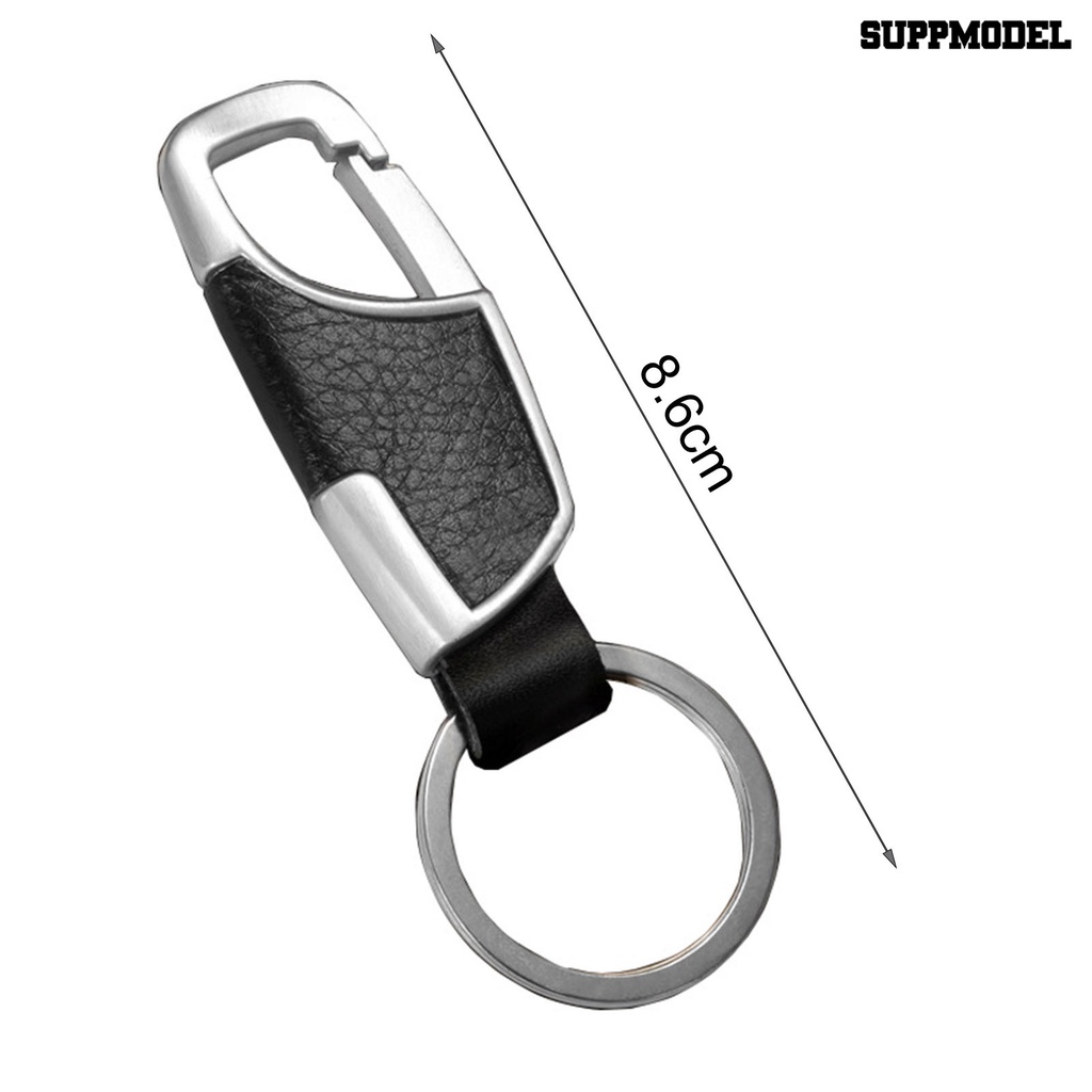 [Auto] Gantungan Kunci Serbaguna Tekstur Halus Ergonomis Reusable Electroplating Hias Kulit Imitasi Pria Logam Mobil Gantung Key Ring Hadiah Terbaik