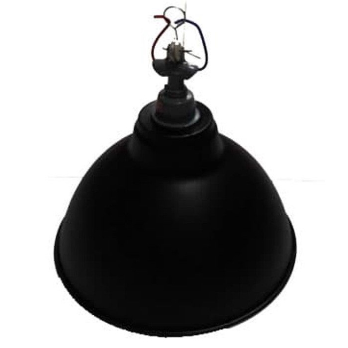 KAP LAMPU GANTUNG INDUSTRI ALUMINIUM SET HITAM FITTING E27 KERAMIK