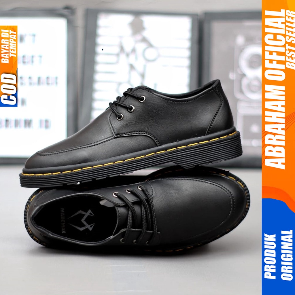 Sepatu Formal Pantofel Kerja Pria Docmart Low Boots Hitam Abraham Rooney