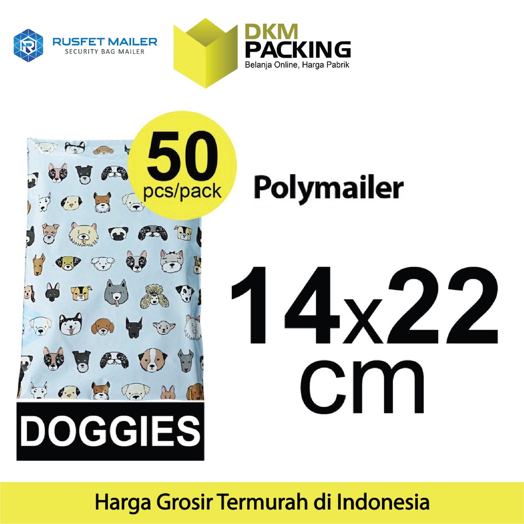 

Amplop Plastik Packing 14x22cm Polimailer RUSFET Polymailer PREMIUM TERMURAH Dog / PACK