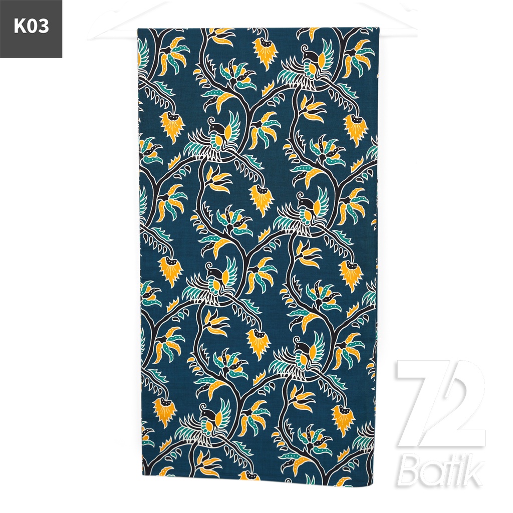 KAIN BATIK KATUN Premium Motif Burung Ekor Pendek Warna Biru 723044 Cap 72IL Jarik Jarit Samping Kebat Panjang Batik Katun Modern Premium Bahan Seragam Batik Pernikahan Kantor Keluarga Murah Kamen Jadi Batik Bali Lembaran