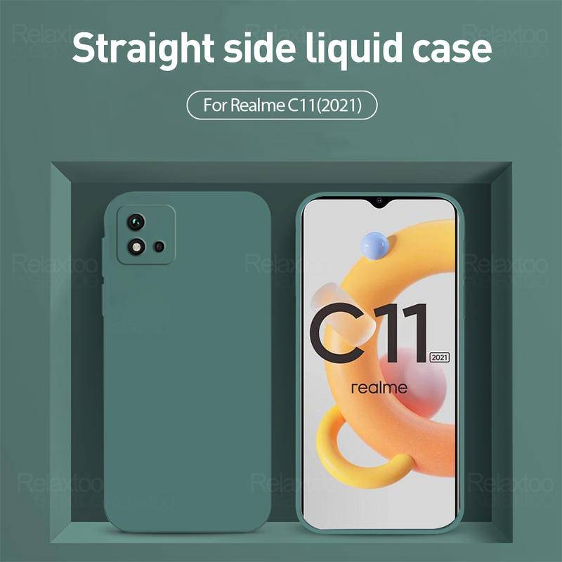 Casing Silikon Cair Persegi Original Mewah Untuk OPPO Realme C11 C20 2021tahan Guncangan Lembut Phone Cover Shell