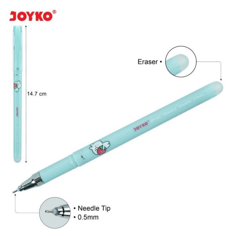 

Pulpen Gel Bisa Di Hapus Joyko GP-333 Shokyo 6 Erasable ( 1 Pack / 12 Pcs )