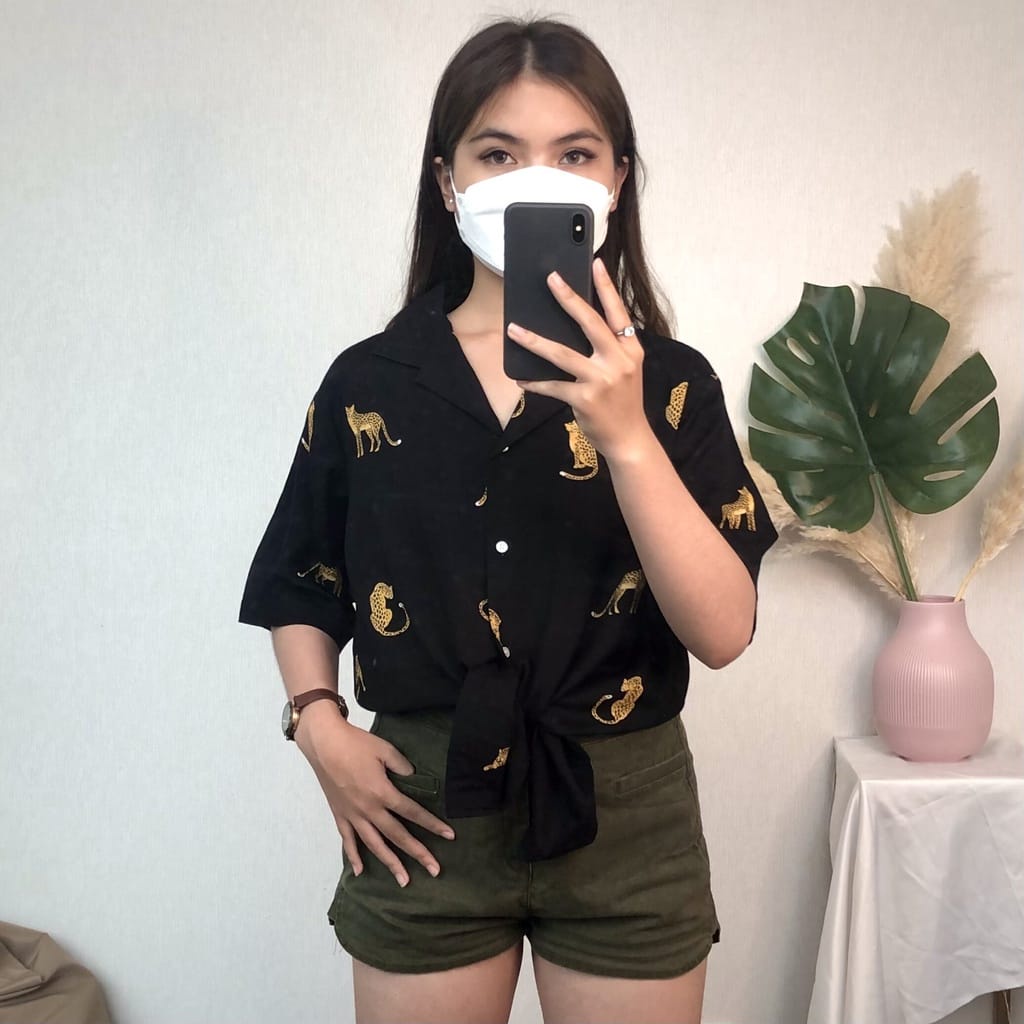 BEFAST - ZEC OOTD KEMEJA LISA / Kemeja Jaguar / Pakaian Casual Wanita / kemeja Bisa Di Jadikan Outer / Termurah / Outift Wanita Ala Korean Style / Kemeja Motif Lengan Pendek