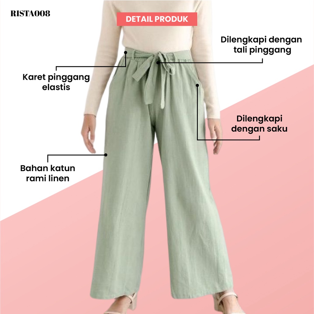 Highwaist Pants Kulot Linen Angel Celana Panjang Wanita Kekinian Outfit Kekinian Terbaru