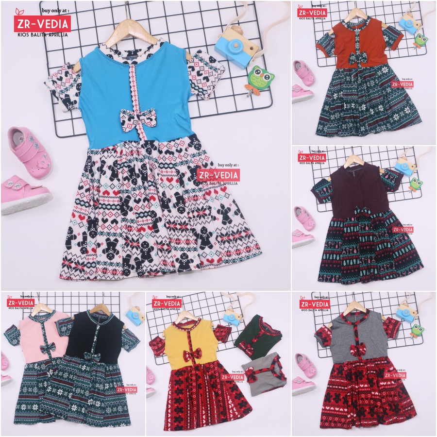 Dress Sabrina uk 4-5 Tahun / Dres Anak Perempuan Murah Baju Cewek Dres Lengan Balita Pesta Fashion