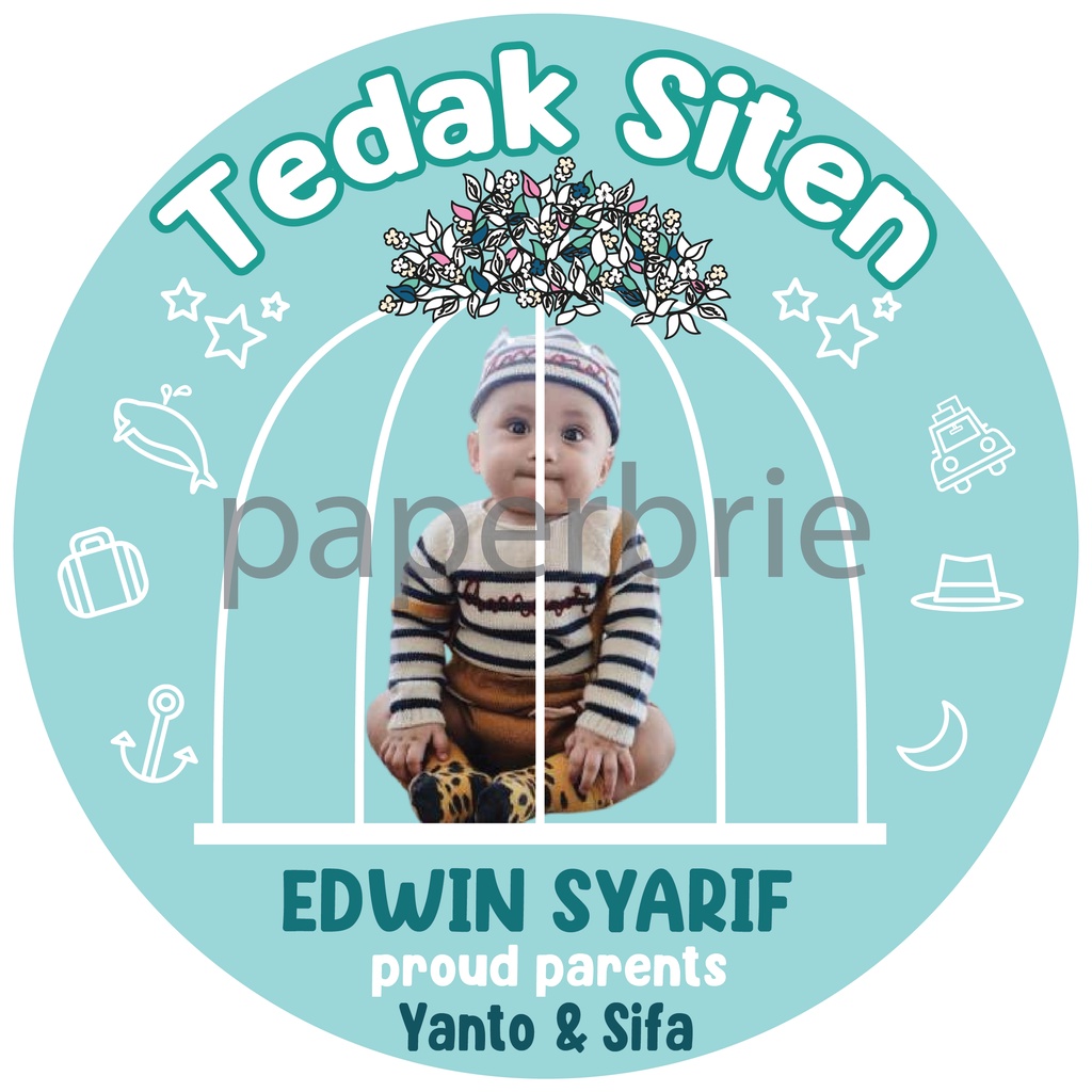 [STIKER TEDAK SITEN BULAT boy and girl] anak perempuan bayi lelaki lahiran