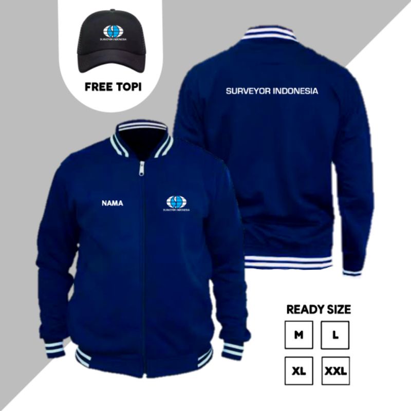 Jaket Varsity Logo Surveyor Indonesia Free Nama Custom Design dan Free Topi