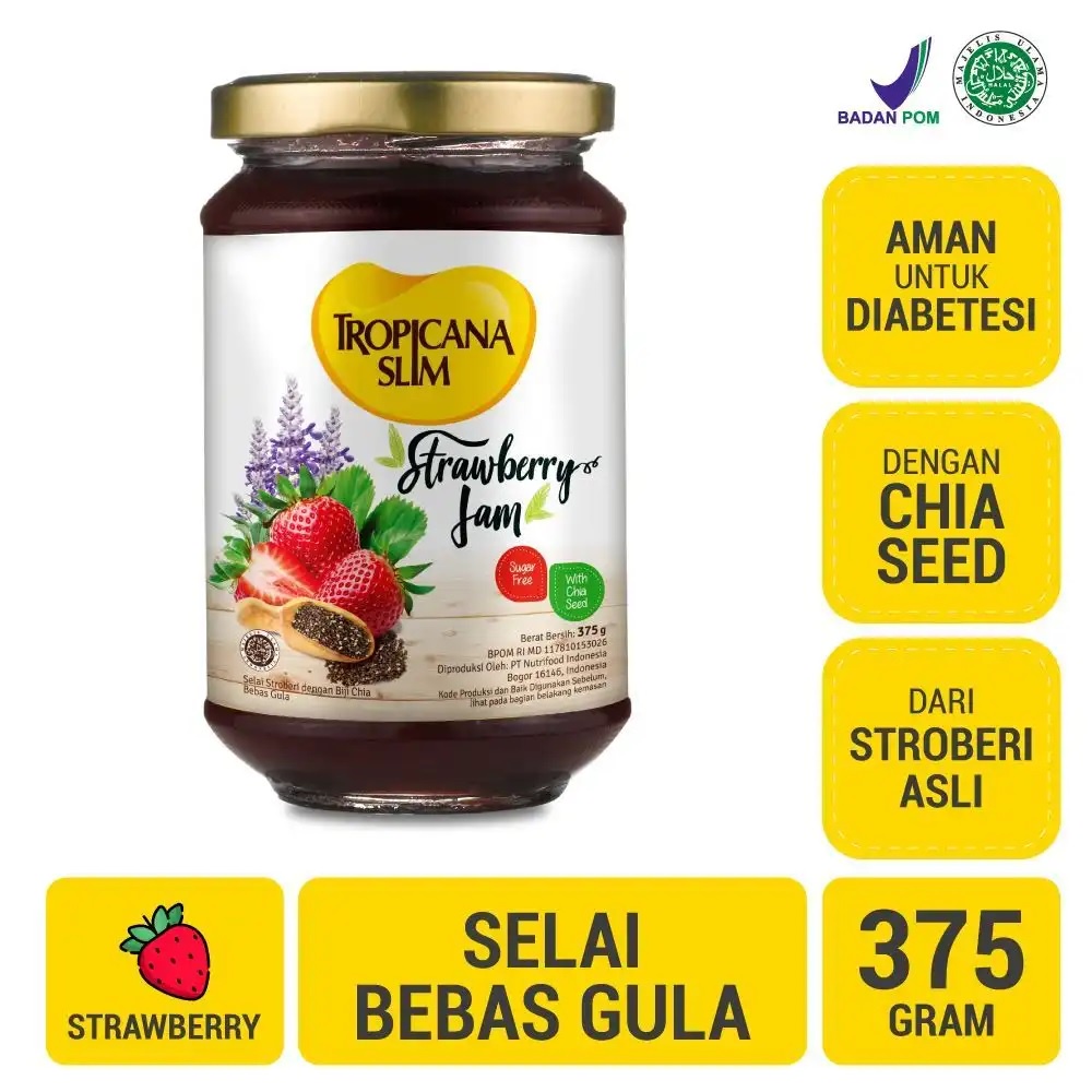 

[oddsolshop] pekanbaru/Tropicana Slim Strawberry Jam 375GR Selai Roti Bebas Gula Rasa Stroberi