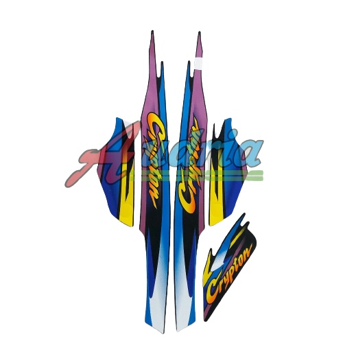 Stiker stripng motor yamaha crypton 2000 biru-kuning