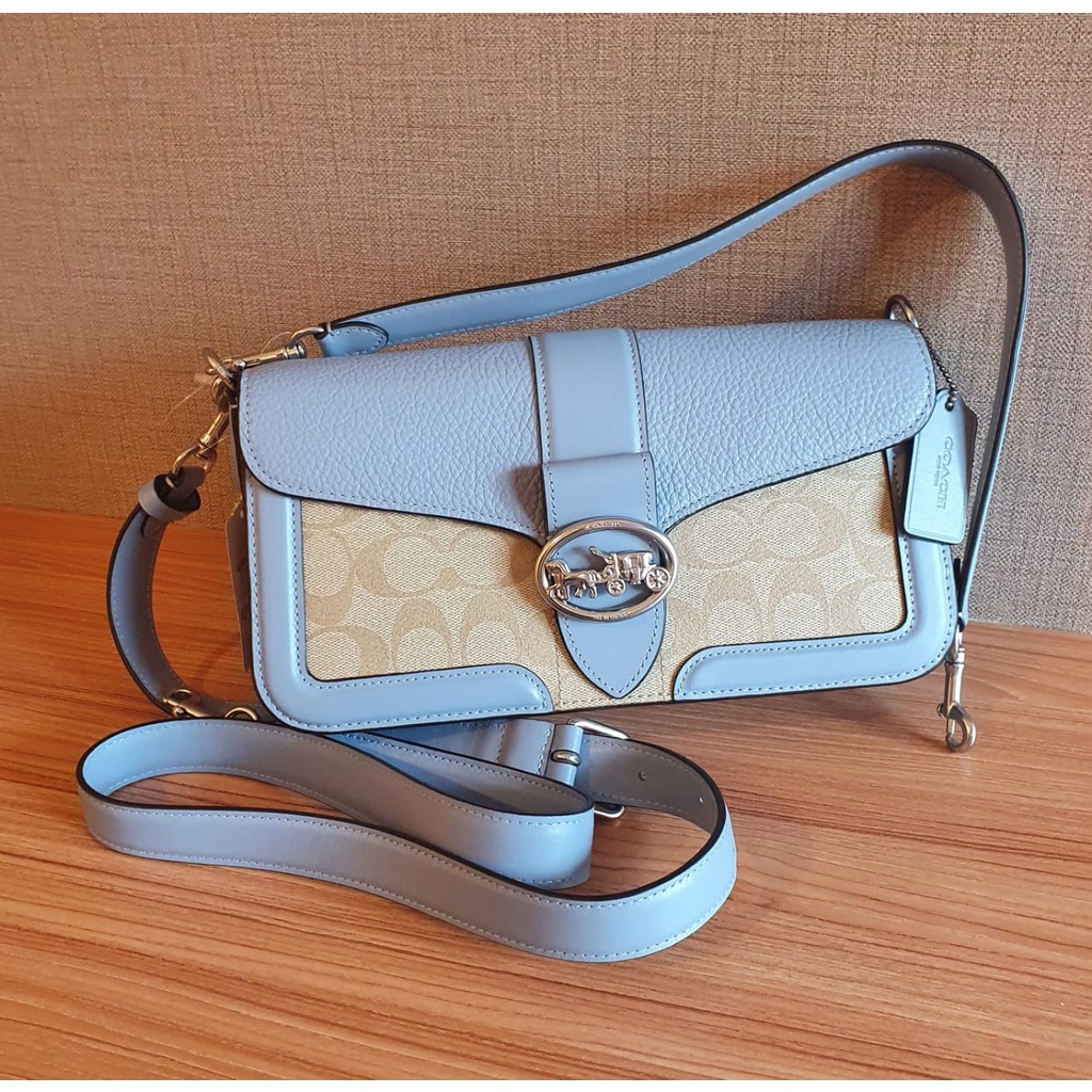 coach georgie shoulder bag light khaki/marble blue