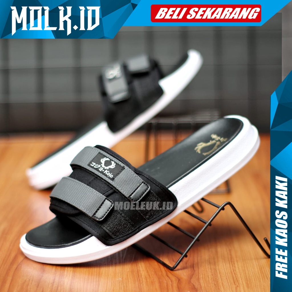 MOLK|Sandal Slide Pria Casual Kasual Simple Murah Branded Sendal Slop Santai Ringan Nyaman Anti slip