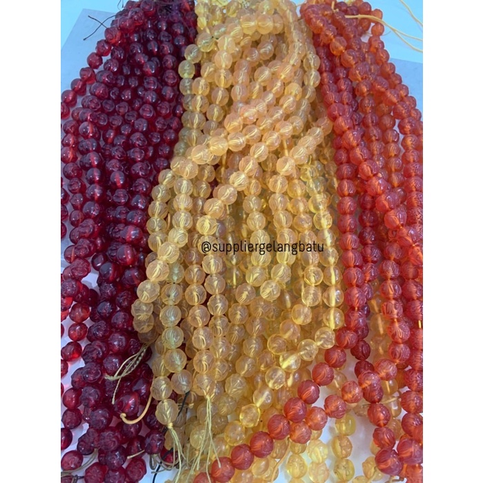 bahan spacer karakter merah kuning orange 12mm manik kuarsa resin gelang kalung