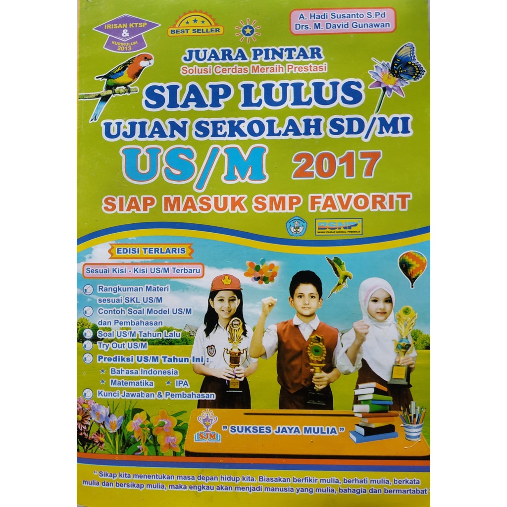 OBRAL BUKU US UJIAN SD JUARA PINTAR SIAP LULUS UJIAN SD / MI US 2017 TEBAL 337 Hal +  KUNCI JAWABANS