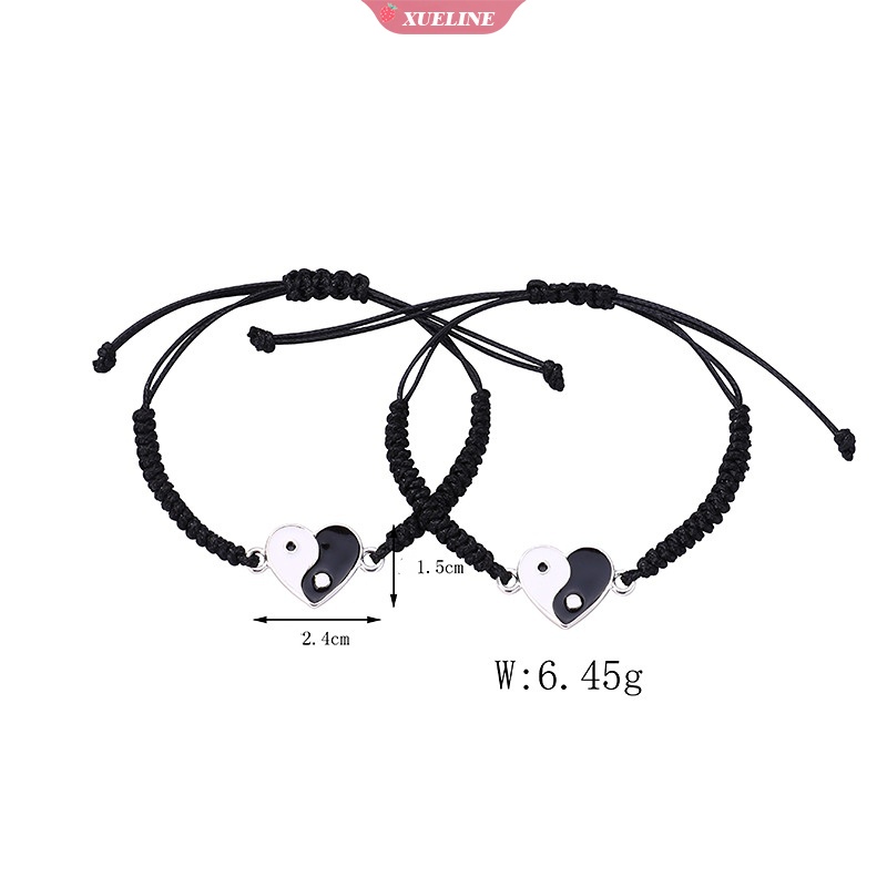 2buah Set Gelang Hitam Dan Putih Gaya Retro Cina Tai Chi Alloy Braided Gelang Pria Dan Wanita Pasangan Fashion Perhiasan [ZXL]