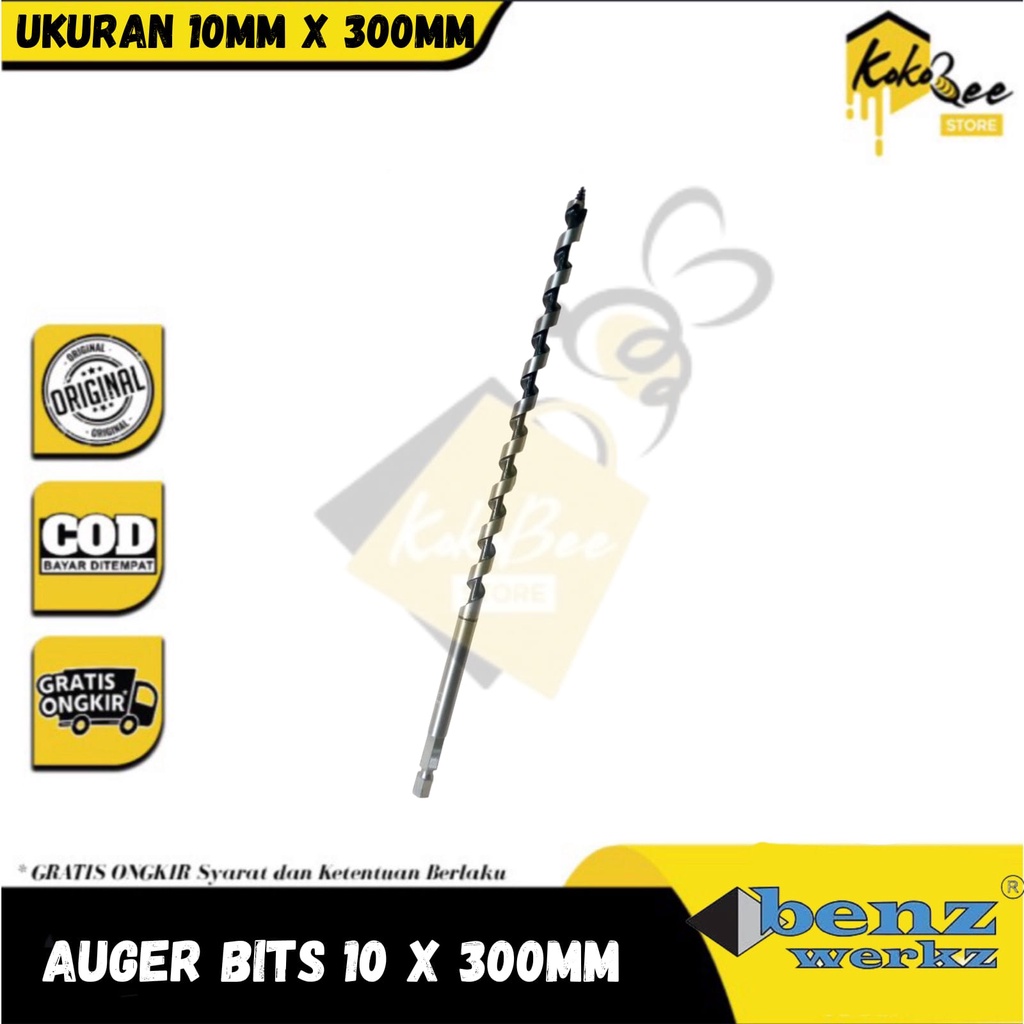 Mata Bor Kayu Panjang 10mm x 300mm / Wood Drill Auger Bit 10mm Benz / Mata Bor Kayu Panjang 10mm x 3