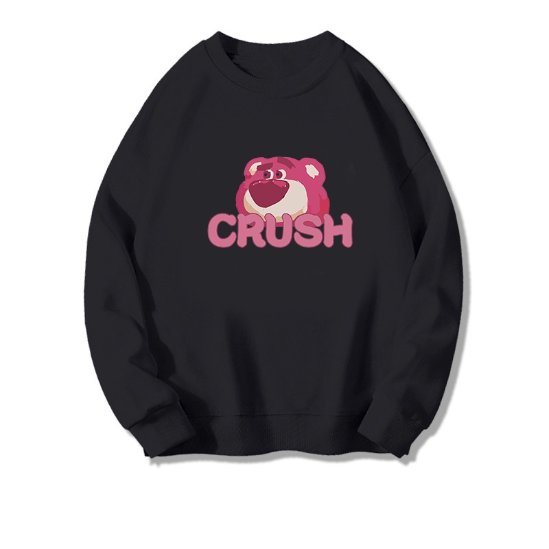 Sweater Crewneck Pria Distro Hitam Oversize Tebal Motif Pink Bear Broken Before Unisex Size M L XL - Switer Cowok