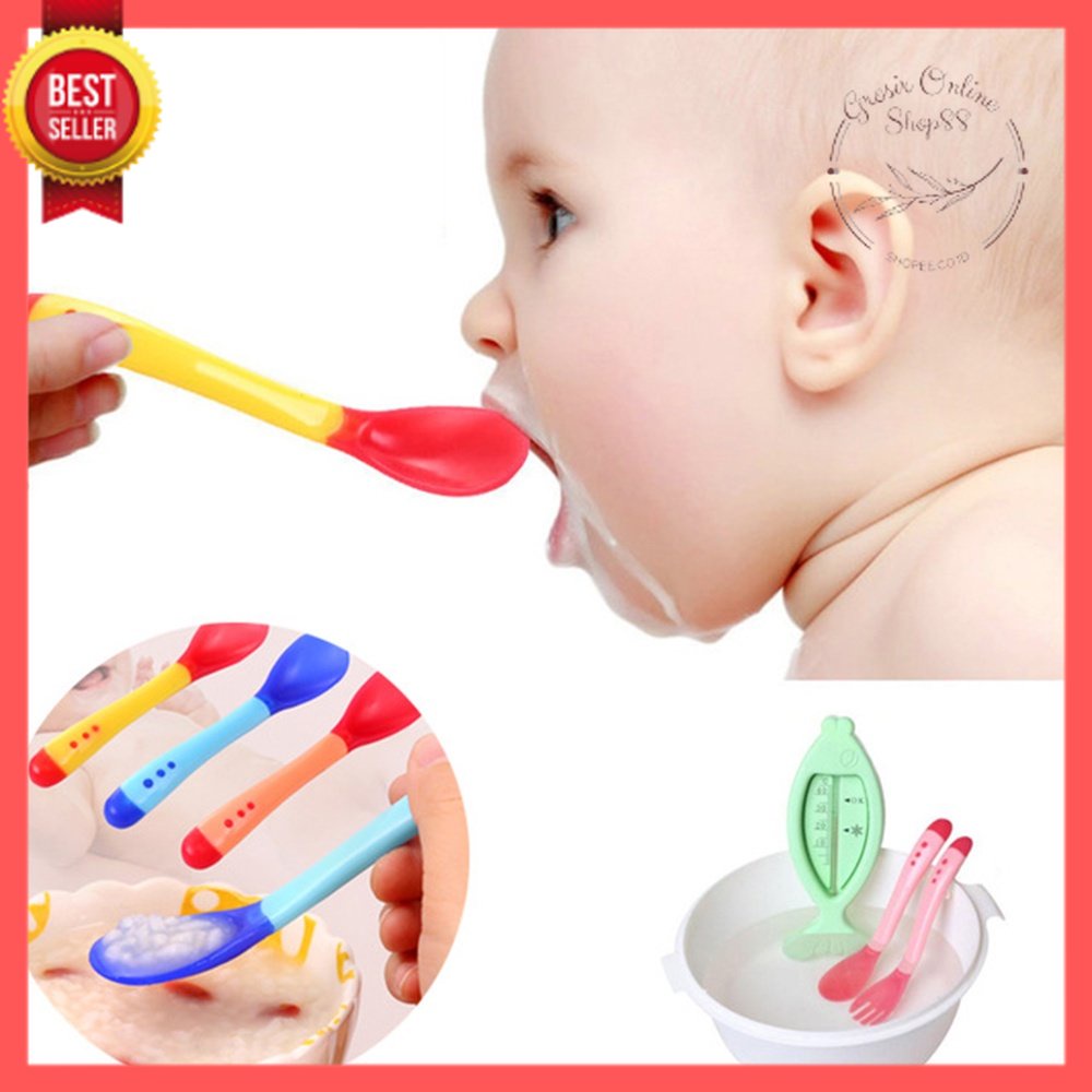 GOS -I204- Sendok Makan Bayi - Sendok Makan Silikon - Baby Spoon Silicone BPA Free - Sendok Sensor Suhu