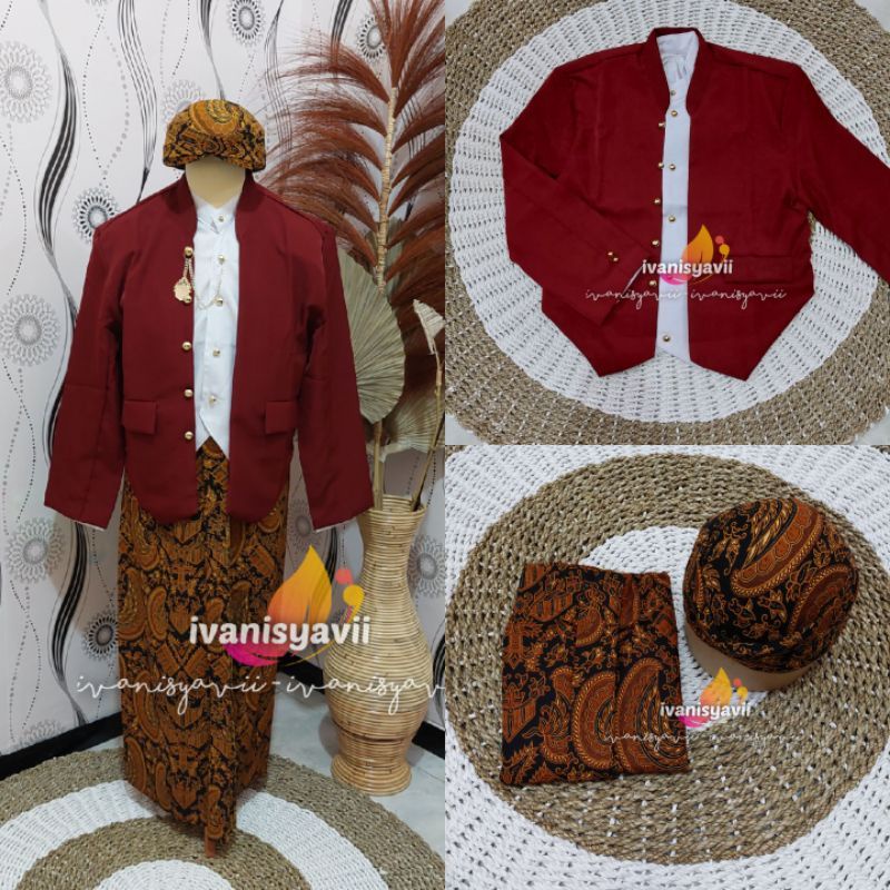 [Couple] Baju Prewedding / Baju Adat Jawa | Gambar Patung - Nuansa Hewes Maroon