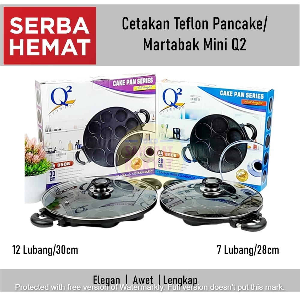 Cetakan Teflon Pancake/Martabak Mini 12&7 Lubang Q2-8508 Q2 30cm