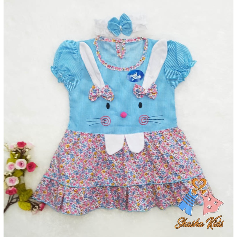 [S-030] Baju Bayi Perempuan /Dress Bayi Perempuan Planet Kids cantik Murah 0-6 bln Bonus BANDANA &amp; Celana dalam Bayi