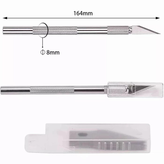 Pisau Ukir Pen Cutter Crafting Art Knife Metal Handle Blade