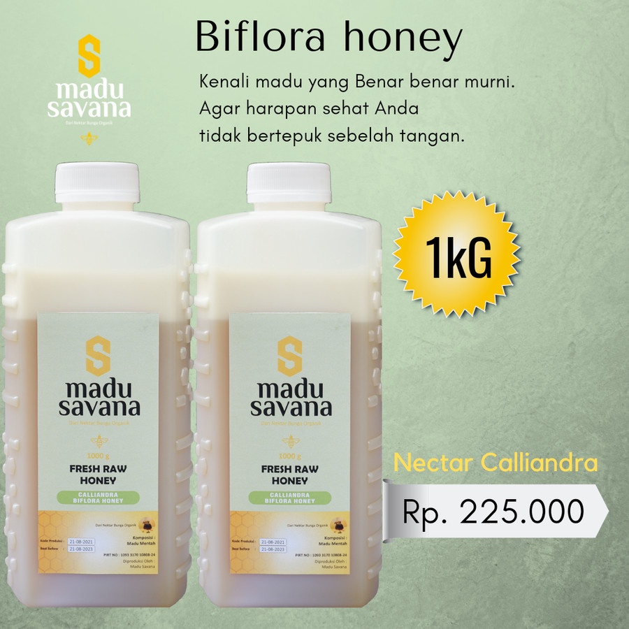 

Madu SAVANA Asli Murni 1 KG Nektar BUNGA Kaliandra 100% Pure Raw Honey Alami Nectar Kaliandra