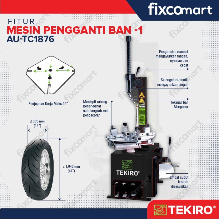 Tekiro Tire Changer / Pembuka Ban Otomatis Mobil Motor