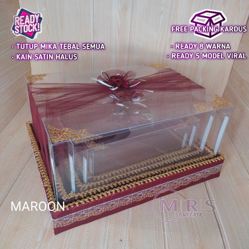 Termurah Paket 4 Pcs Kotak Seserahan Mika Tebal Box Hantaran Hias Bunga Mawar Elegant