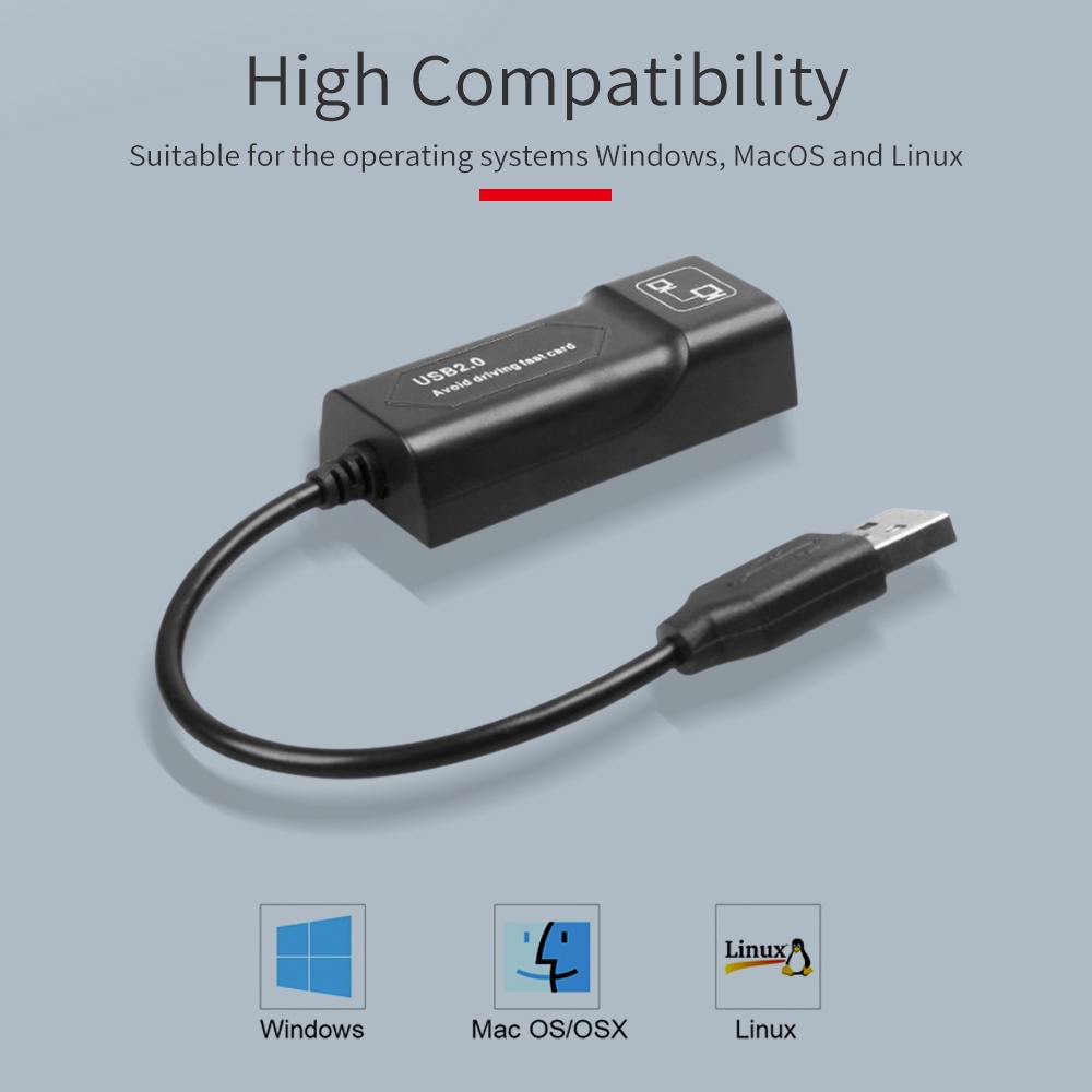 【LIPI】USB Ethernet Adapter USB 2.0 to 10/100 Network RJ45 LAN Black- Garansi Resmi 1 Tahun