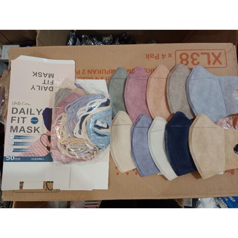 Masker duckbill hijab Y&B Care / Careindo Mix warna isi 50 pcs