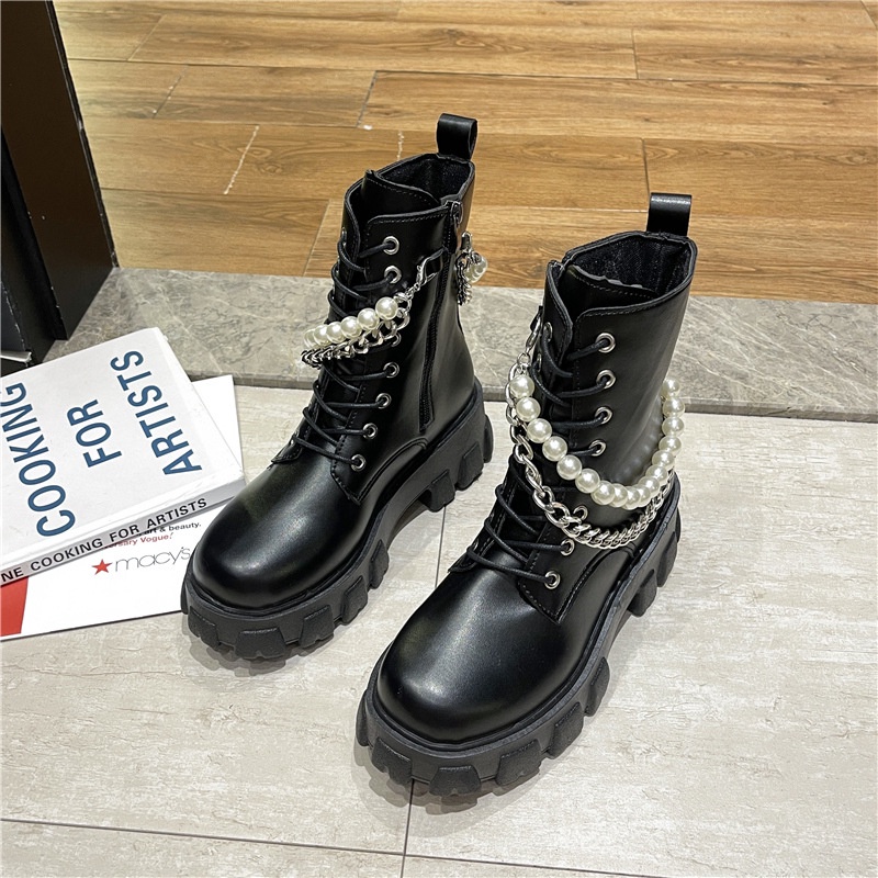 RYS - Dolly Pearls Sepatu Hak Boots Wanita Fashion Casual / Jalan Jalan - Ori Import