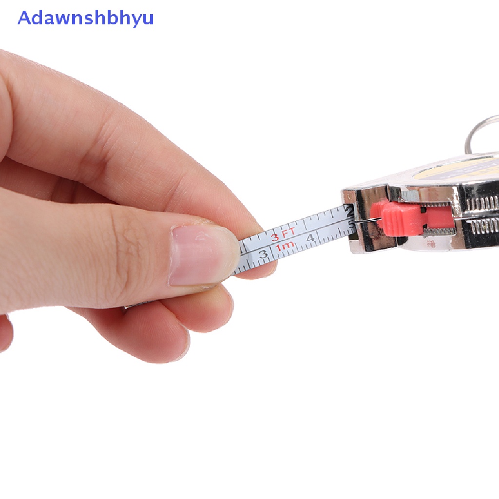 Adhyu 1M/3ft Penggaris Pengukur Saku Stainless Steel Yang Dapat Ditarik Tape Measure Keychain ID