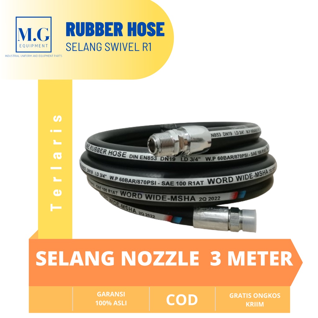 Selang swivel hitam 3meter spbu pertamina