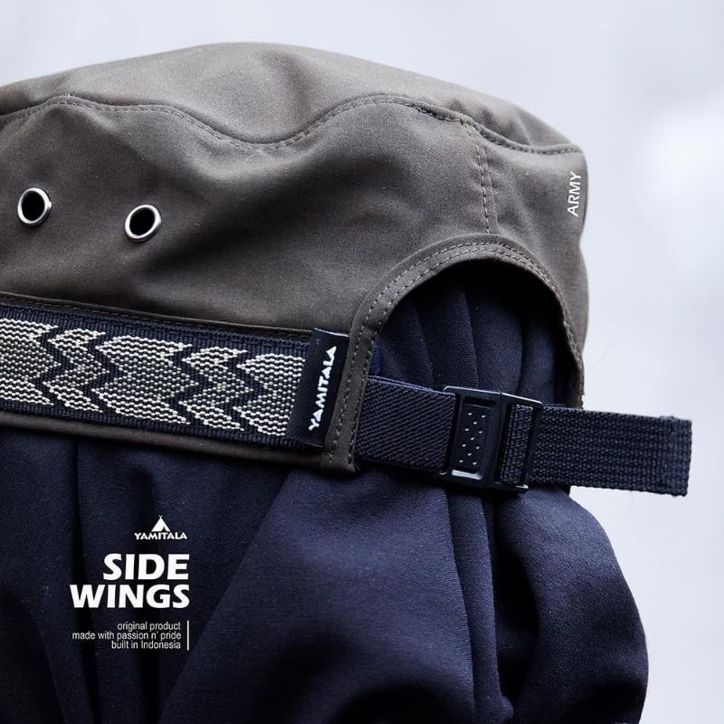 Topi Komando Yamitala Side Wings Khaki Army Black Material Taslan Quickdry Cocok Untuk Di Lapangan Adventure Outdoor Tactical Mendaki Gunung Thomgear