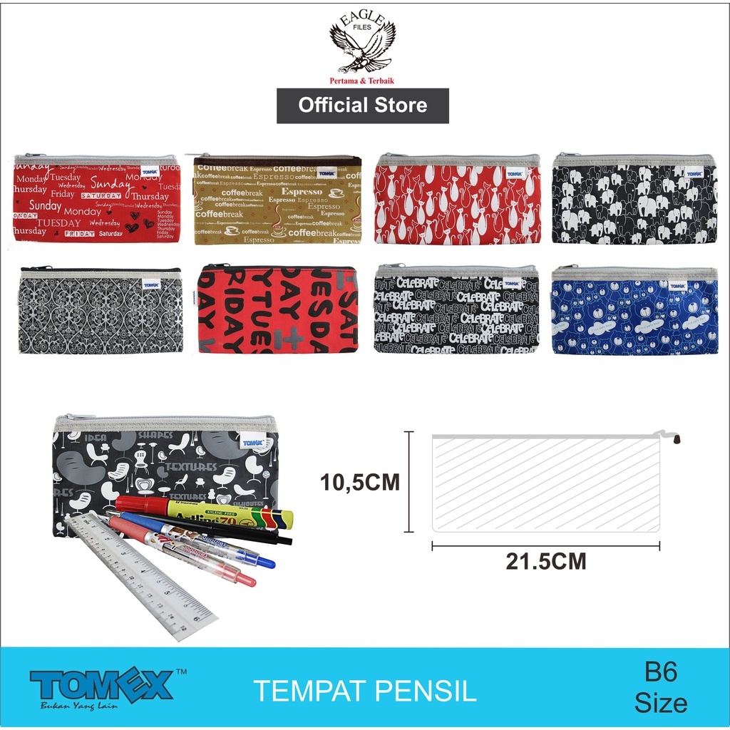 

TOMEX Zipper Pocket B6 / Tempat Pensil / Pencil Case Motif