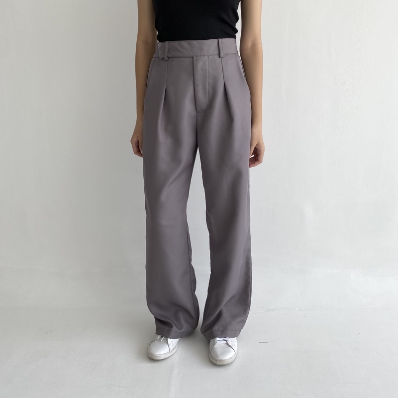 URI PANTS - POSHA Celana Panjang Highwaist Trousers Korean Basic Long Pants Highwaisted