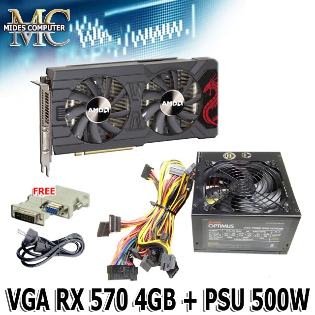 VGA CARD PLUS PSU PURE GAMING 1 SET PAKET VGA+PSU