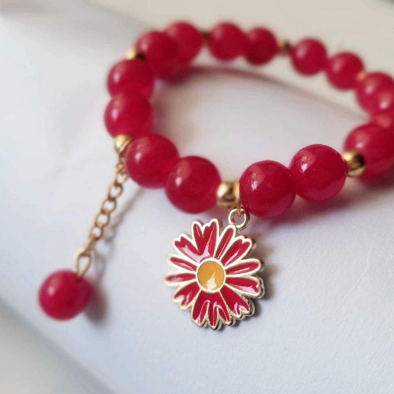 Gelang Liontin Bunga dengan mote batu alam