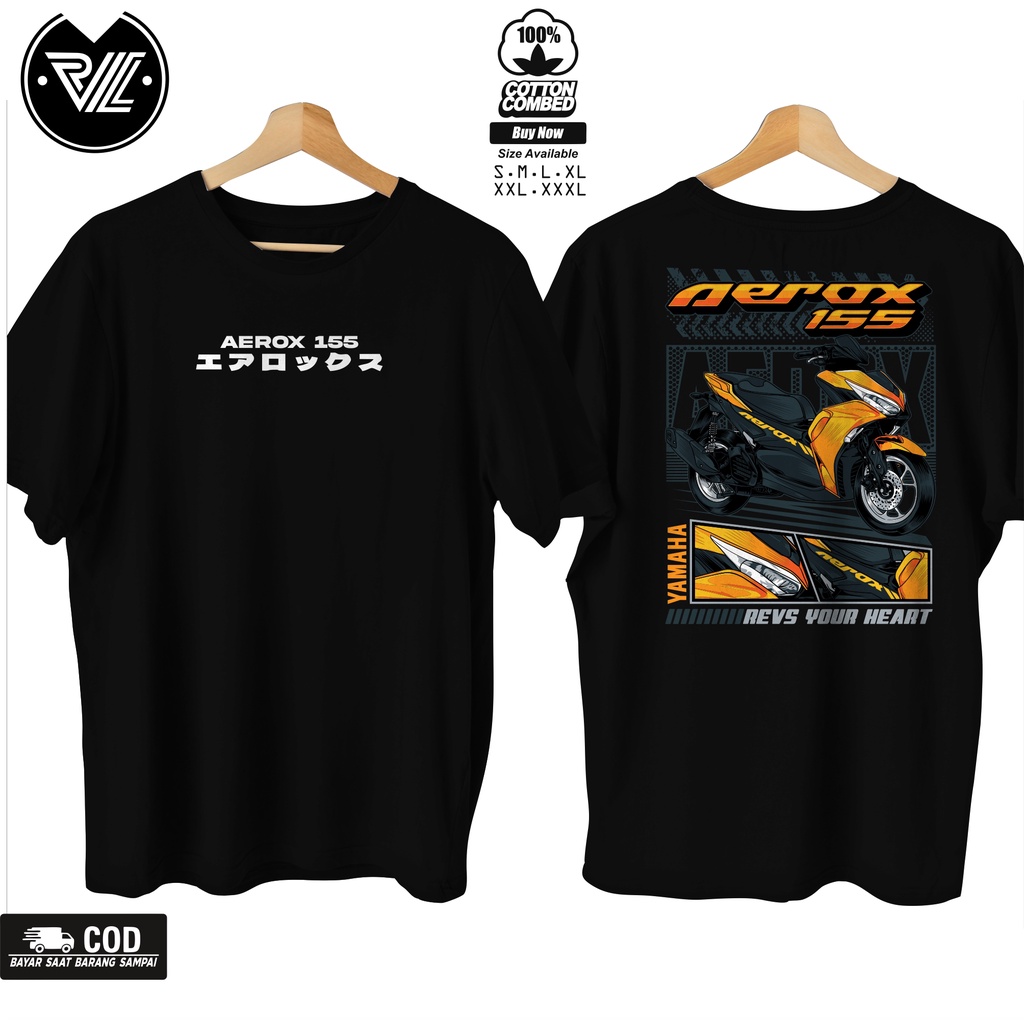 Kaos Motor YAMAHA AEROX 155 Yellow / Kaos AEROX Otomotif / Kaos AEROX 155 Modifikasi / Kaos AEROX  M