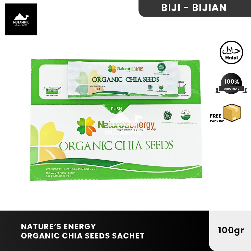 

Natures Energy Organic Chia Seeds 5gr x 20 Sachet Black Chia Seed Chiaseed Biji Selasih Hitam Organik