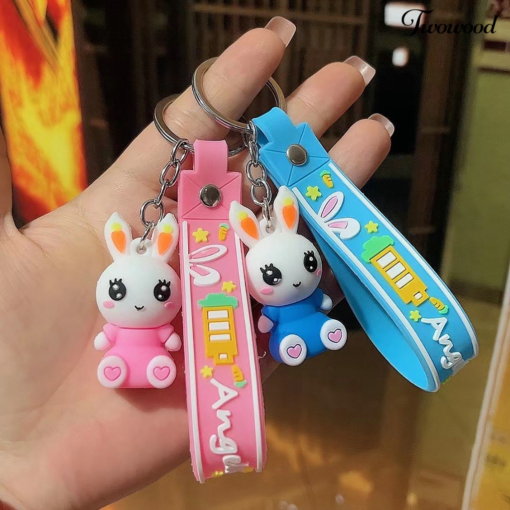 Twowood Key Pendant Good-looking Kartun Indah Hias Aplikasi Lebar Menghias Warna Hidup DIY Boneka Tiga Dimensi Bunny Keychain Untuk Ransel