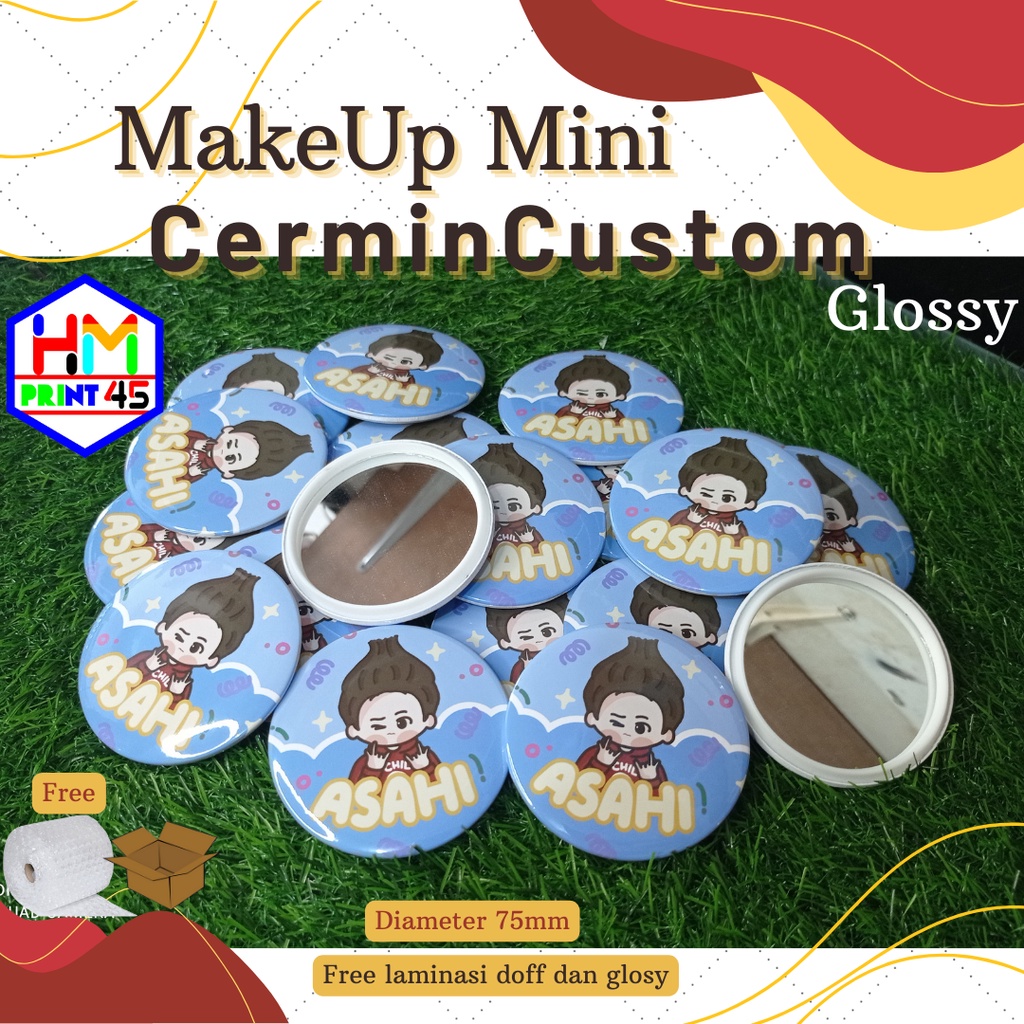 PIN CERMIN KACA MAKE UP 75mm SOUVENIR CUSTOM