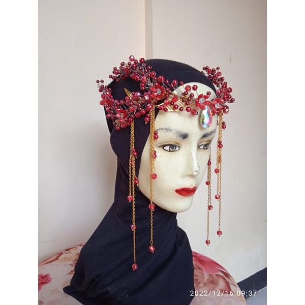 hiasan kpala pengantin / mutiara /juntai / hiasan kening mutiara juntai